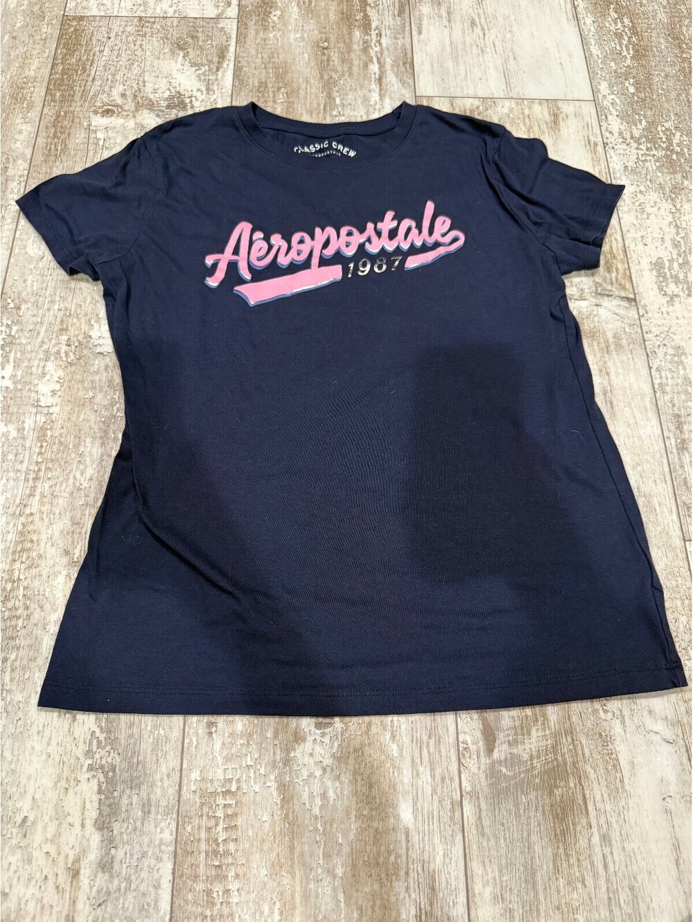 Aeropostale Womens XL Navy 1987 Graphic T Shirt Y2K